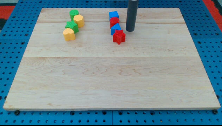 Given <b>img</b>. Q: What was the task? A:[sep]Prediction: make one vertical line out of the red and blue blocks, then make a vertical line out of the green and yellow blocks